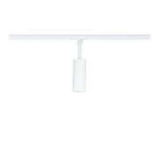 Modern white metal LED spotlight on track system for flexible room lighting solutions