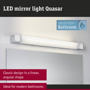 White aluminium LED mirror light Quasar with linear design for modern bathroom lighting