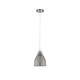 Pendant lamp in brushed grey metal with white diffuser, suitable for modern living spaces