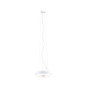Runde weiße LED-Pendelleuchte aus Metall mit dimmbarer Lichtquelle für moderne Innenräume