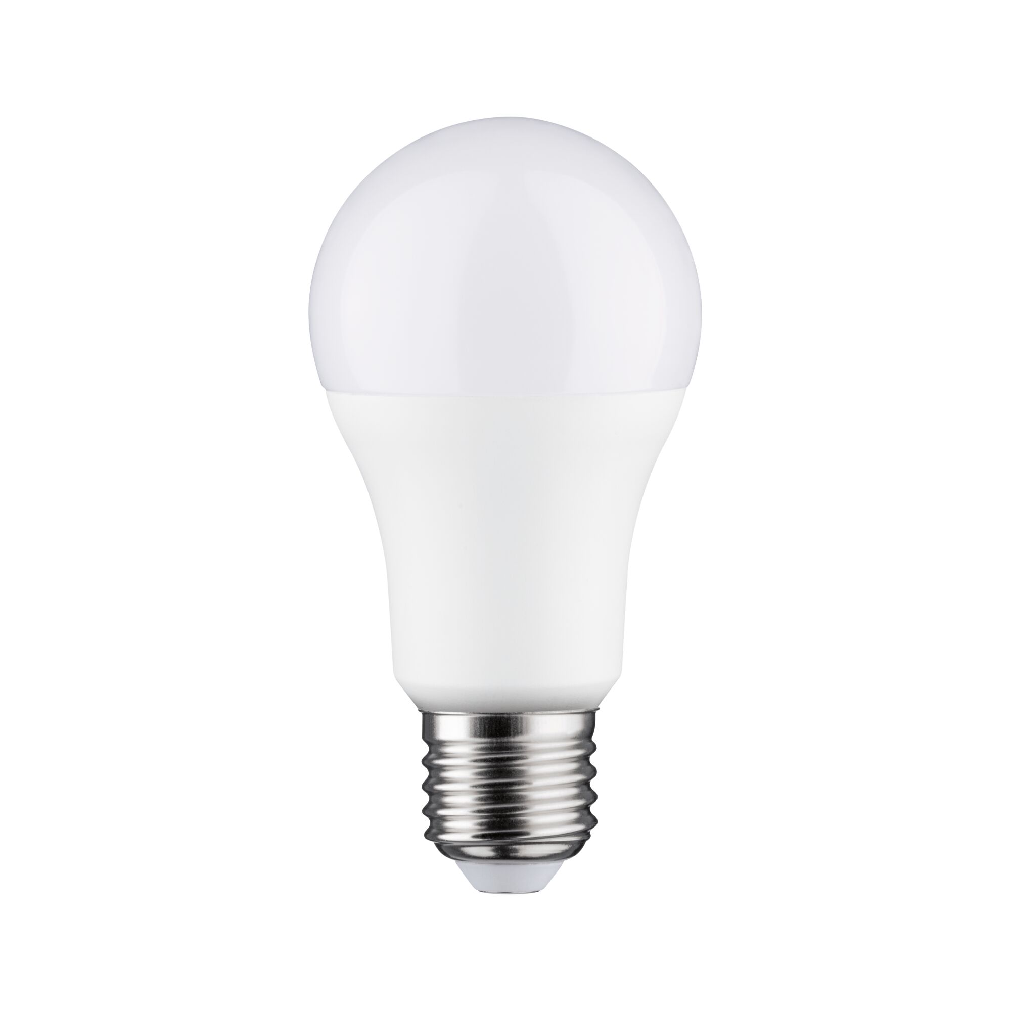 Weiße LED-Lampe mit E27-Fassung aus Kunststoff und Aluminium für energiesparende Beleuchtung