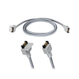 Grey connection cable with rectangular connectors and metal contacts for LED lighting systems.