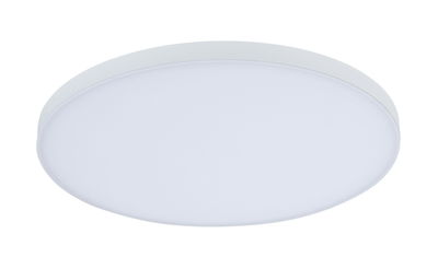 Round white LED ceiling light with matte plastic frame for energy-efficient room lighting