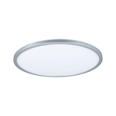 Rundes LED-Deckenpanel mit silbernem Aluminiumrahmen und weißem Diffusor für moderne Raumbeleuchtung