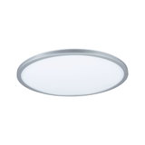 Round ceiling light with silver aluminium frame and white diffuser for modern room lighting