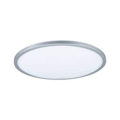 Round ceiling light with silver aluminium frame and white diffuser for modern room lighting