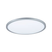 Runde Deckenleuchte mit silbernem Aluminiumrahmen und weißem Diffusor für modernes Raumlicht