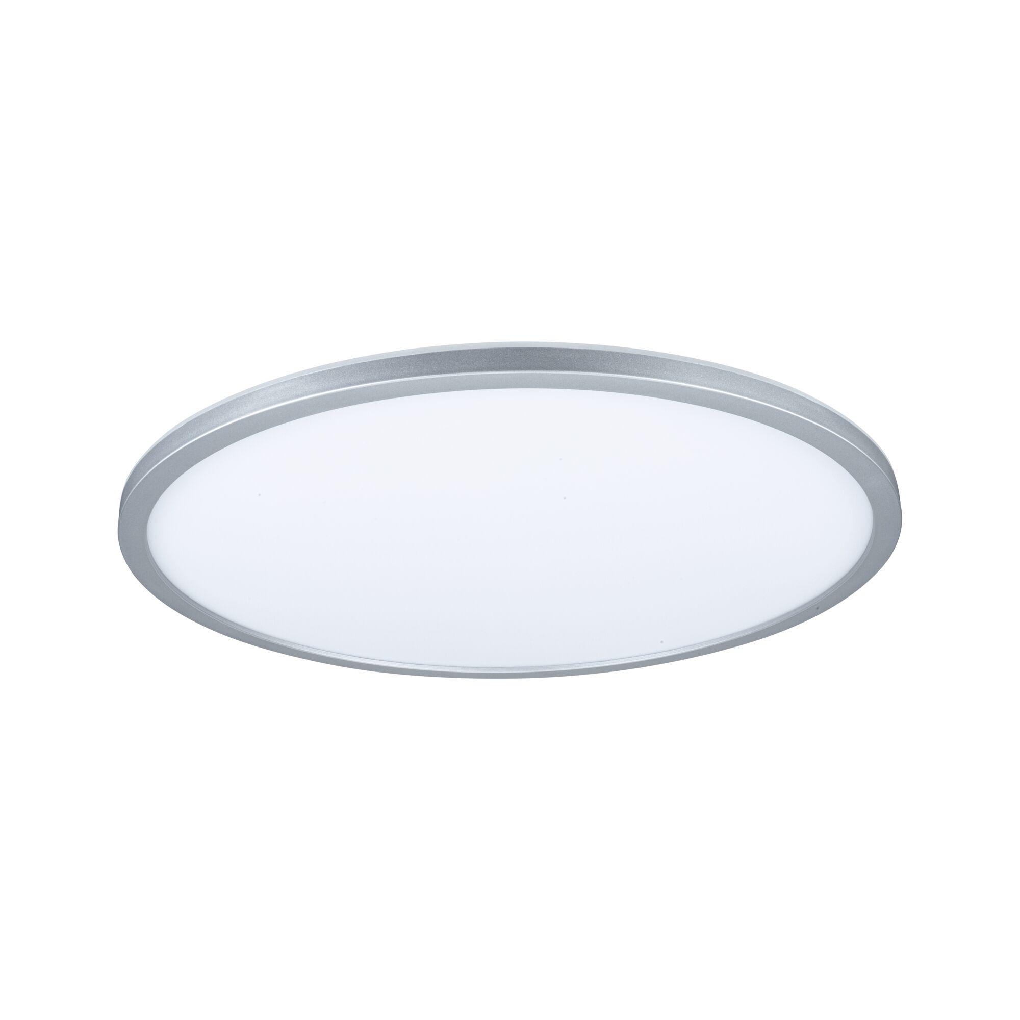 Plafonnier rond avec cadre en aluminium argenté et diffuseur blanc pour éclairage moderne