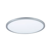 Round ceiling light with silver aluminium frame and white diffuser for modern room lighting