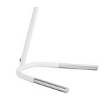 Witte metalen standaard met zilveren uiteinden, minimalistisch ontwerp voor lampen of verlichting