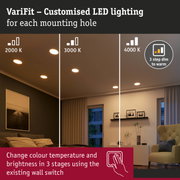 VariFit LED recessed lights with adjustable colour temperature from 2000K to 4000K for living spaces.