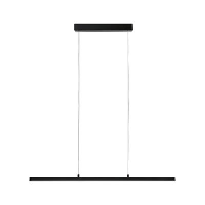 Black metal LED pendant light with slim design for modern interiors and energy-efficient lighting