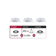 Trois spots encastrés blancs en métal avec tête orientable pour éclairage LED