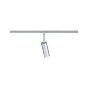 Modern silver metal LED spotlight on track system for flexible room lighting solutions