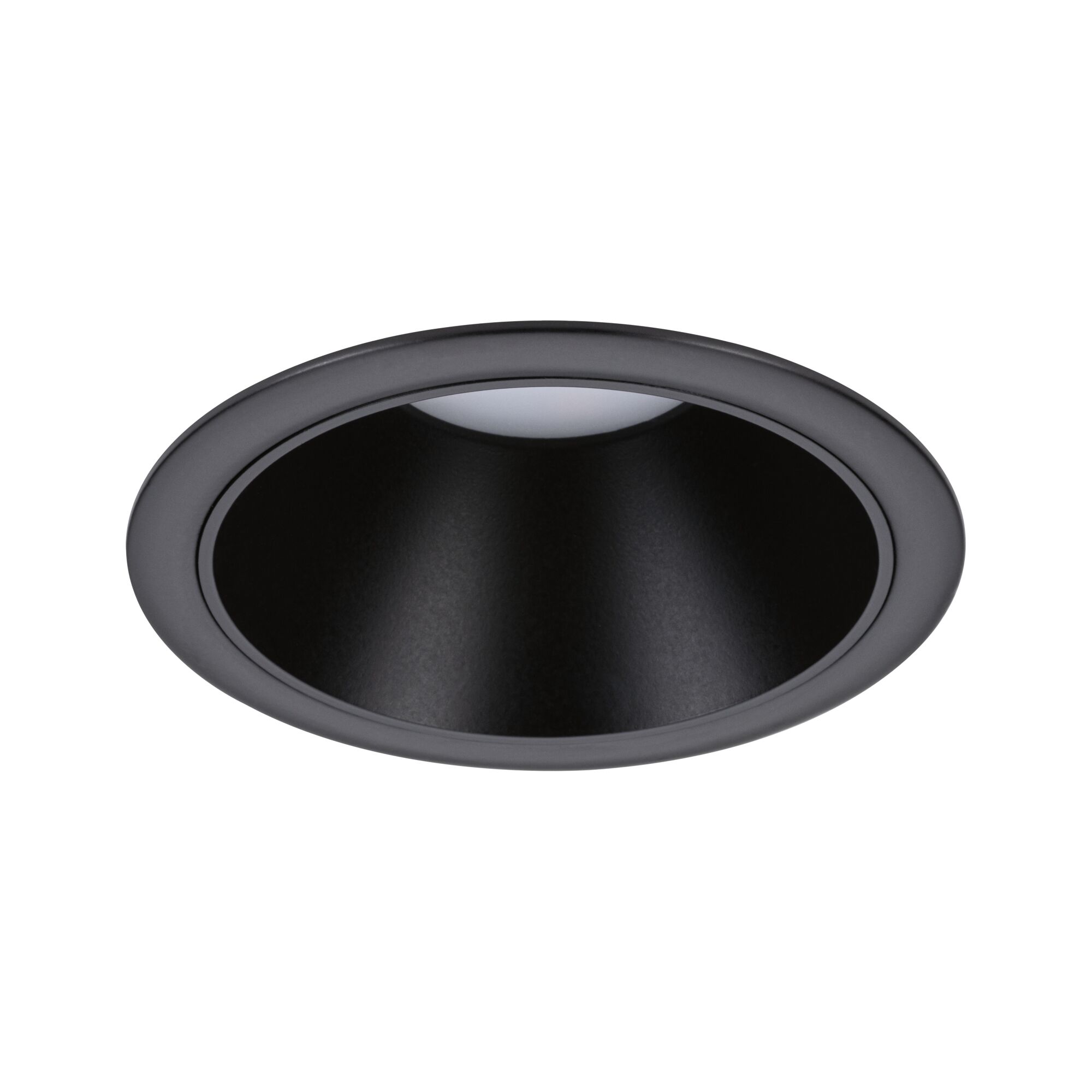 Schwarzer Einbaustrahler aus Metall mit mattem Finish für moderne LED-Deckenbeleuchtung
