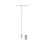 Witte hanglampaccessoire met chromen huls en kabel voor railsysteemverlichting