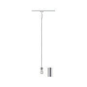 White LED track spotlight with chrome holder and cable for modern interior lighting