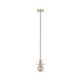 Suspension moderne en laiton avec câble noir et ampoule visible pour un éclairage intérieur élégant