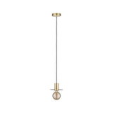 Moderne Pendelleuchte aus Messing mit schwarzem Kabel und sichtbarer Glühbirne für stilvolle Raumbeleuchtung