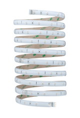 Flexible 12V LED strip light with adhesive backing for versatile indoor lighting solutions.