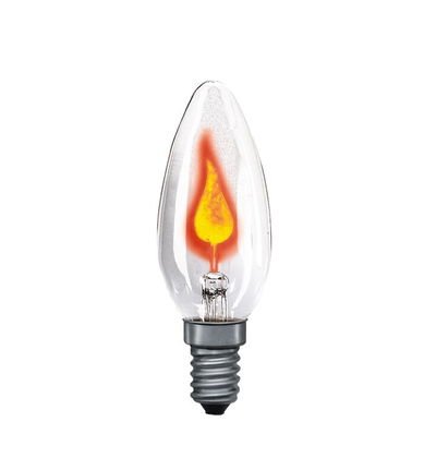 Glühbirne mit Flammenform-Filament in klarer Glasfassung, E14 Sockel, dekorative LED-Lampe