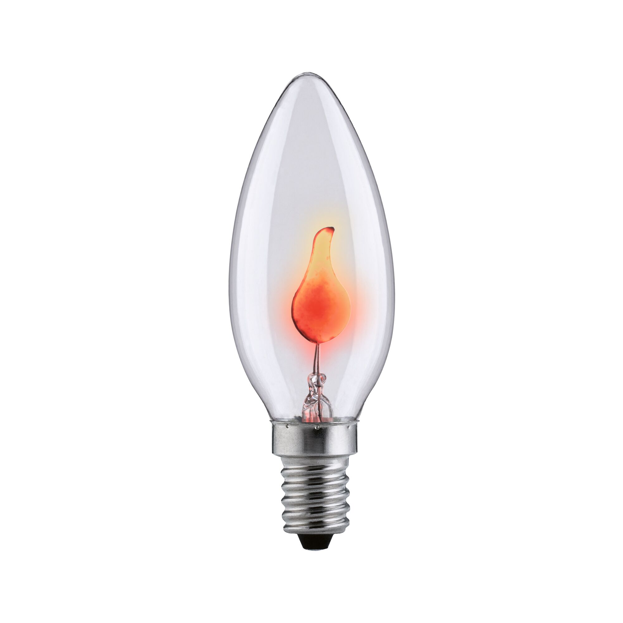 Incandescent Lamp Flickering candle E14 230V 1lm 3W 1500K Clear Clear glass bulb with red flame-shaped filament for decorative lighting and vintage style