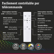 Télécommande blanche avec boutons pour lumière dimmable, commutateur blanc, blanc variable et changement de couleur RVB