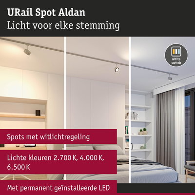 URail Spot Aldan witte LED-spot met instelbare lichtkleur voor veelzijdige woonverlichting