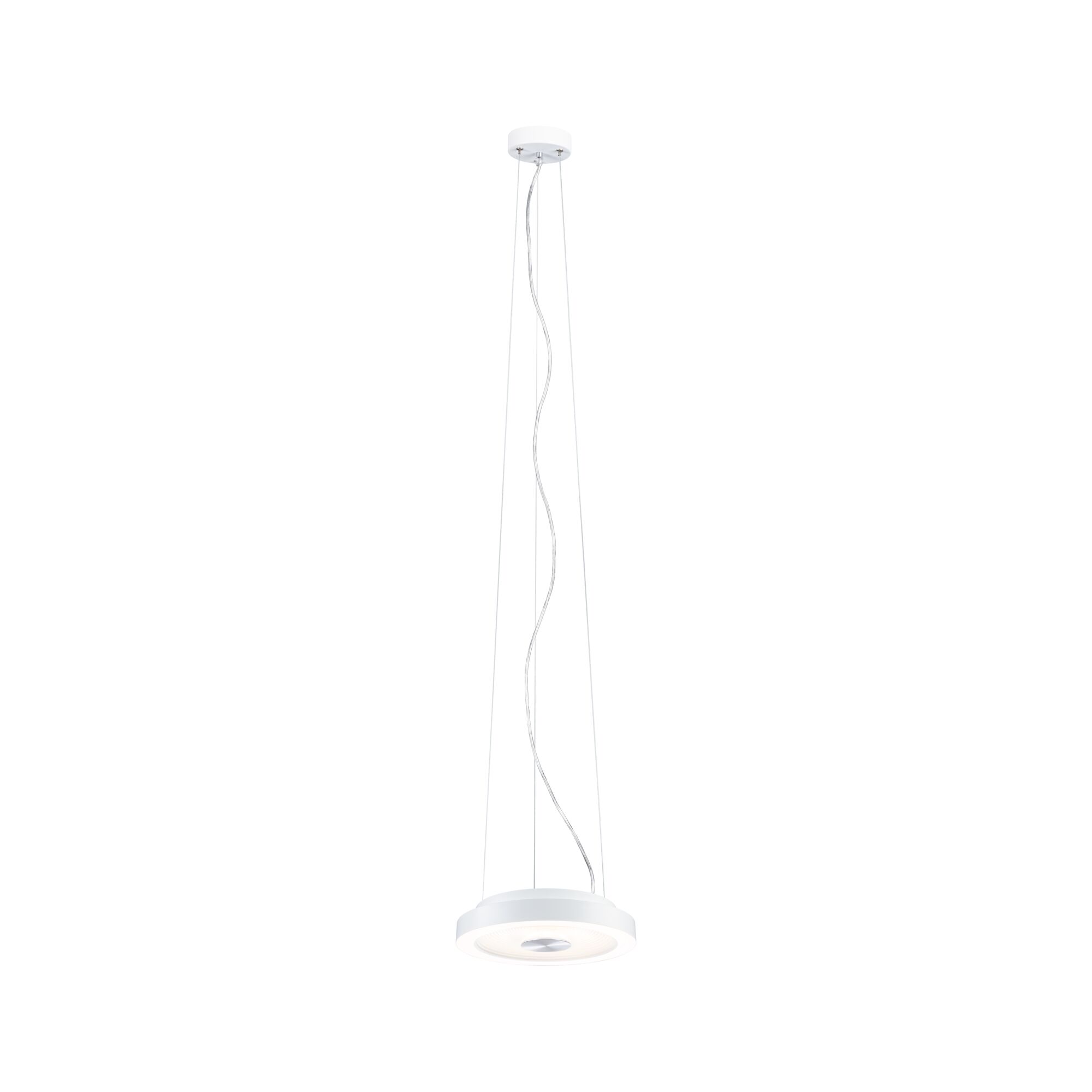 Moderne hvid metal LED-pendellampe med rundt design til stilfuld rumbelysning