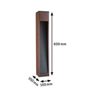 Rectangular wooden pillar with black frame measuring 600x100x100 mm for indoor lighting