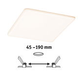 Square white LED ceiling light with adjustable distance 45 to 190 mm for modern lighting solutions