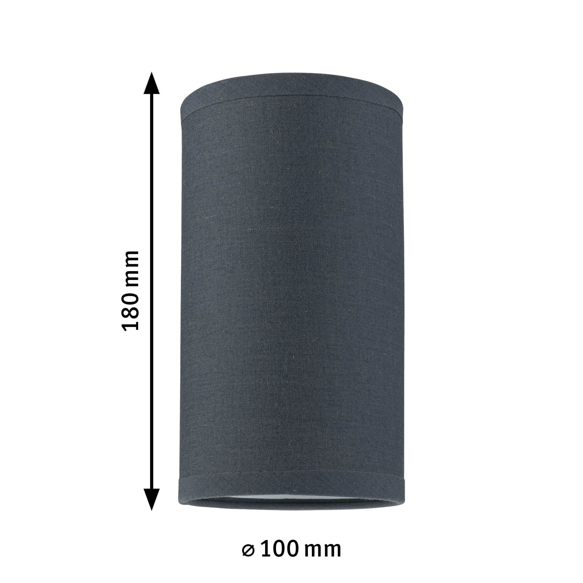 Cylindrical dark grey fabric lampshade 180 mm high and 100 mm diameter for LED lighting fixtures