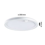 Runde weiße LED-Deckenleuchte aus Kunststoff mit 280 mm Durchmesser und 47 mm Höhe, energiesparend