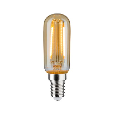 Amber LED bulb with E14 base, warm white light ideal for decorative lighting fixtures
