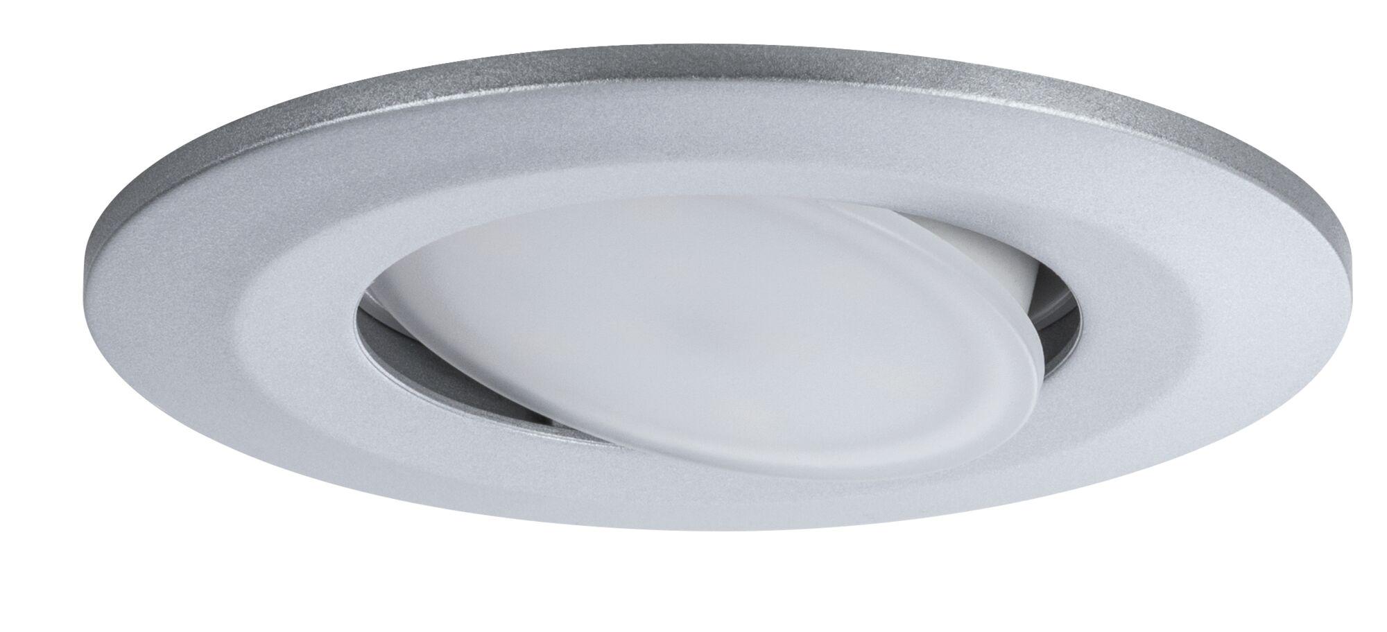 Round adjustable recessed spotlight in silver metal with white light source for indoor lighting
