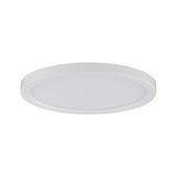 Round white LED ceiling panel with matte plastic frame for energy-efficient room lighting