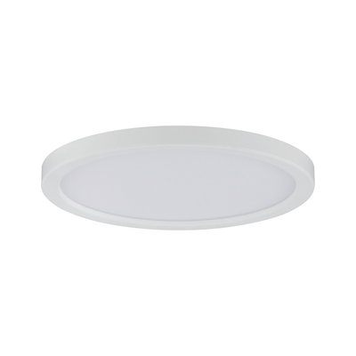 Round white LED ceiling panel with matte plastic frame for energy-efficient room lighting