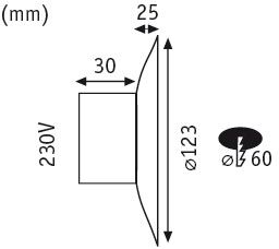 Round white LED recessed light set with 12.3 cm diameter for 230V power supply