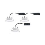 Three white LED recessed spotlights with black cables for energy-efficient ceiling lighting