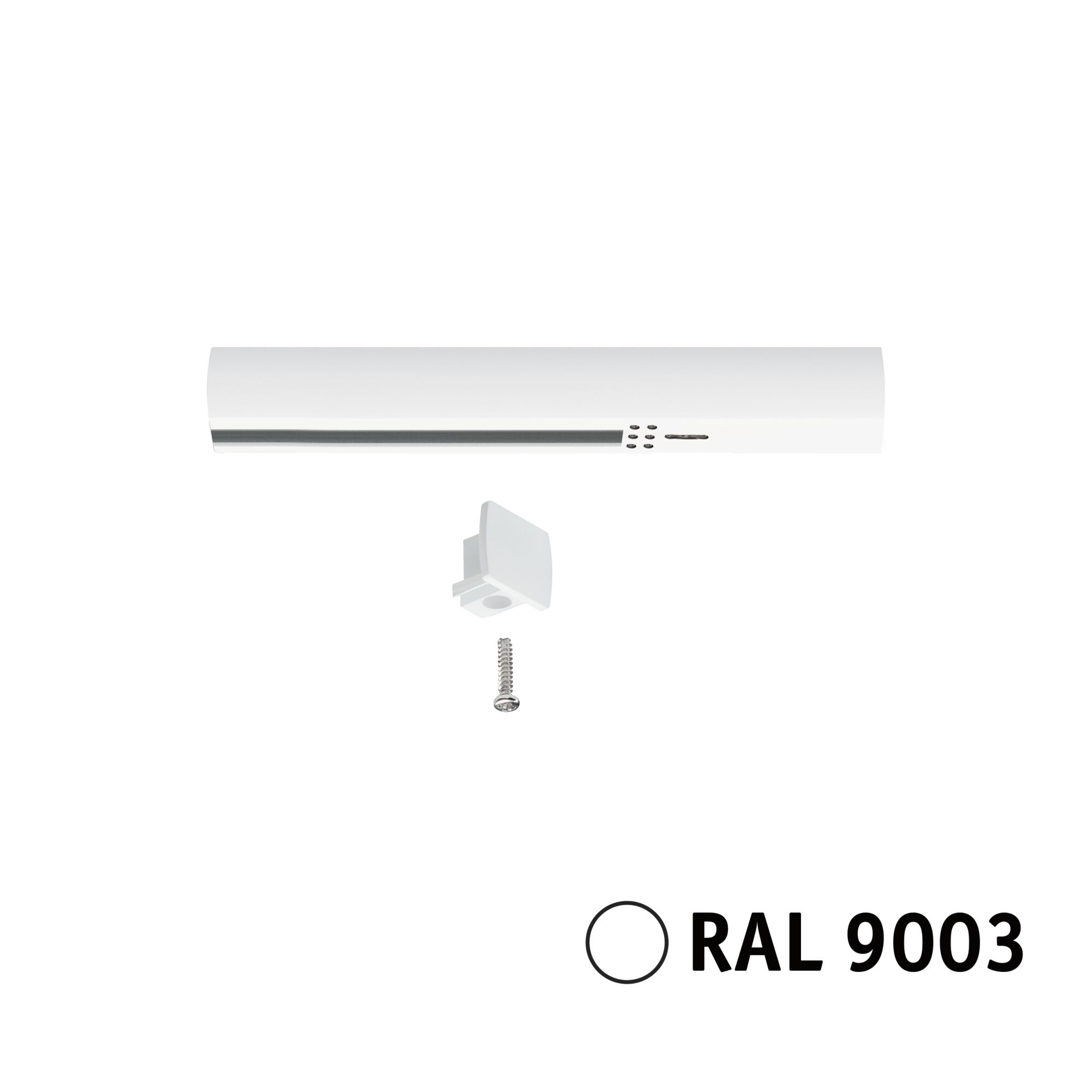 URail Alimentation électrique Fin 161x18mm max. 1000W Blanc signal Barre lumineuse LED blanche avec support et vis, RAL 9003, pour solutions d'éclairage modernes