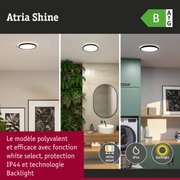 Plafonnier LED Atria Shine avec fonction white select, protection IP44 et technologie Backlight