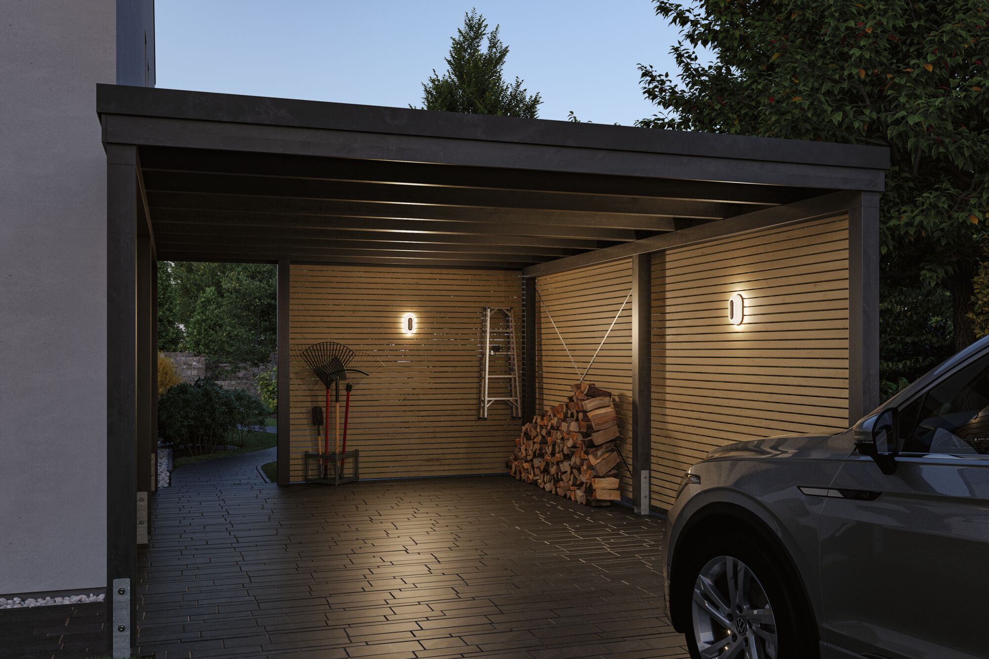 LED Exterior wall light Elunor IP65 elongated 122x212mm 2200 - 4000K 18,5W 1460lm 230V Anthracite/White Polycarbonate
