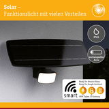 Schwarzes Solar-Funktionslicht mit IP65 Schutz und austauschbarem Akku, smart steuerbar per Zigbee 3.0 Gateway