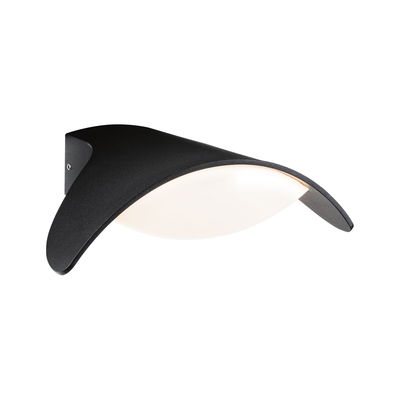 Black metal wall lamp with white diffuser for modern indoor lighting