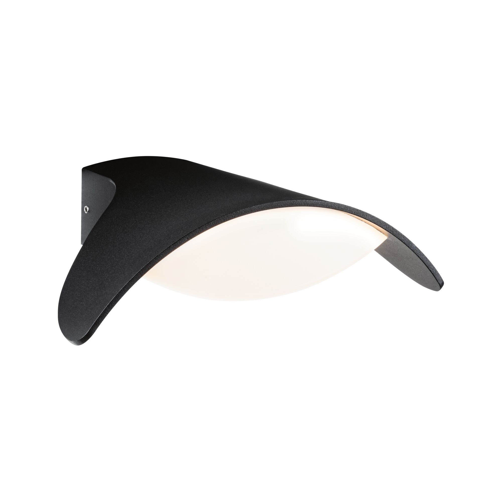 Schwarze Wandlampe aus Metall mit weißem Diffusor für moderne Innenbeleuchtung