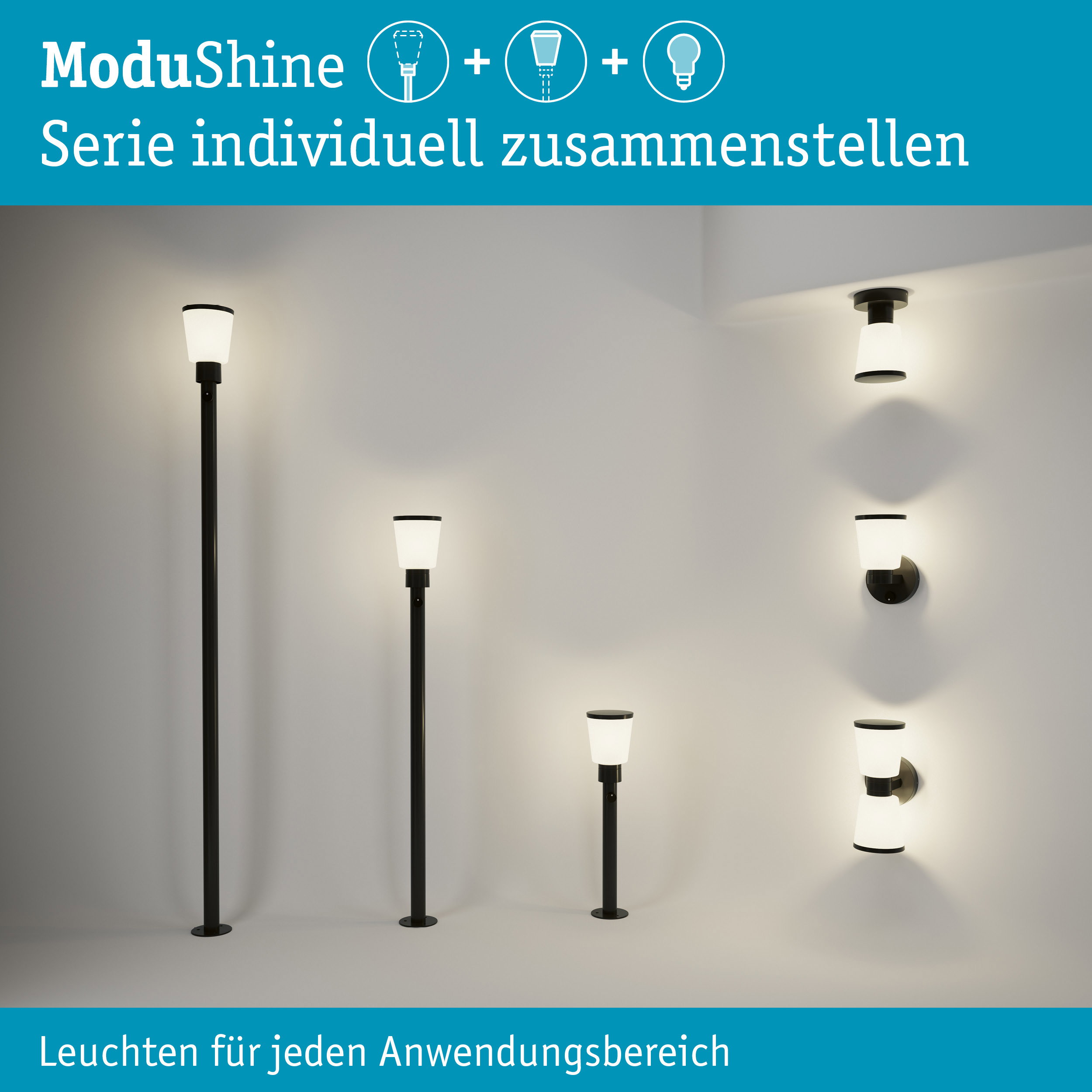 ModuShine Schirm Marento IP44 zylindrisch Anthrazit/Weiß