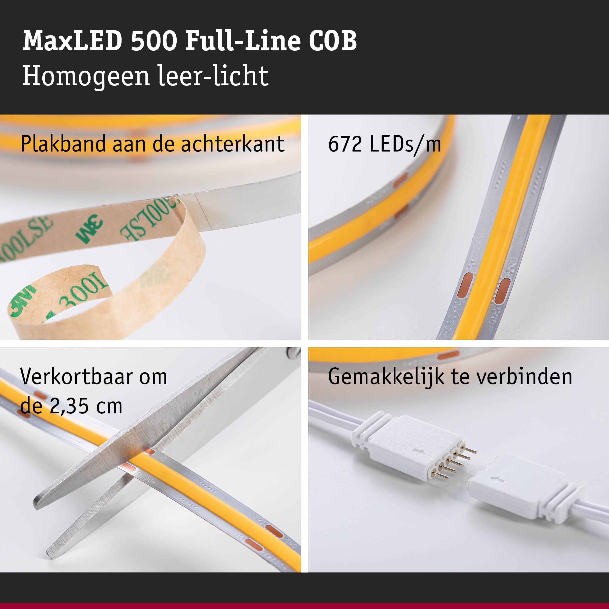 MaxLED 500 LED-strip met 672 LEDs/m, zelfklevend, knipbaar en eenvoudig te verbinden voor flexibele verlichting