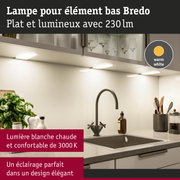 Lampe LED plate Bredo pour dessous de meuble avec lumière blanc chaud 230lm pour cuisine