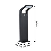 Black metal LED outdoor light with motion sensor, size 585x144x140 mm, modern garden lighting solution