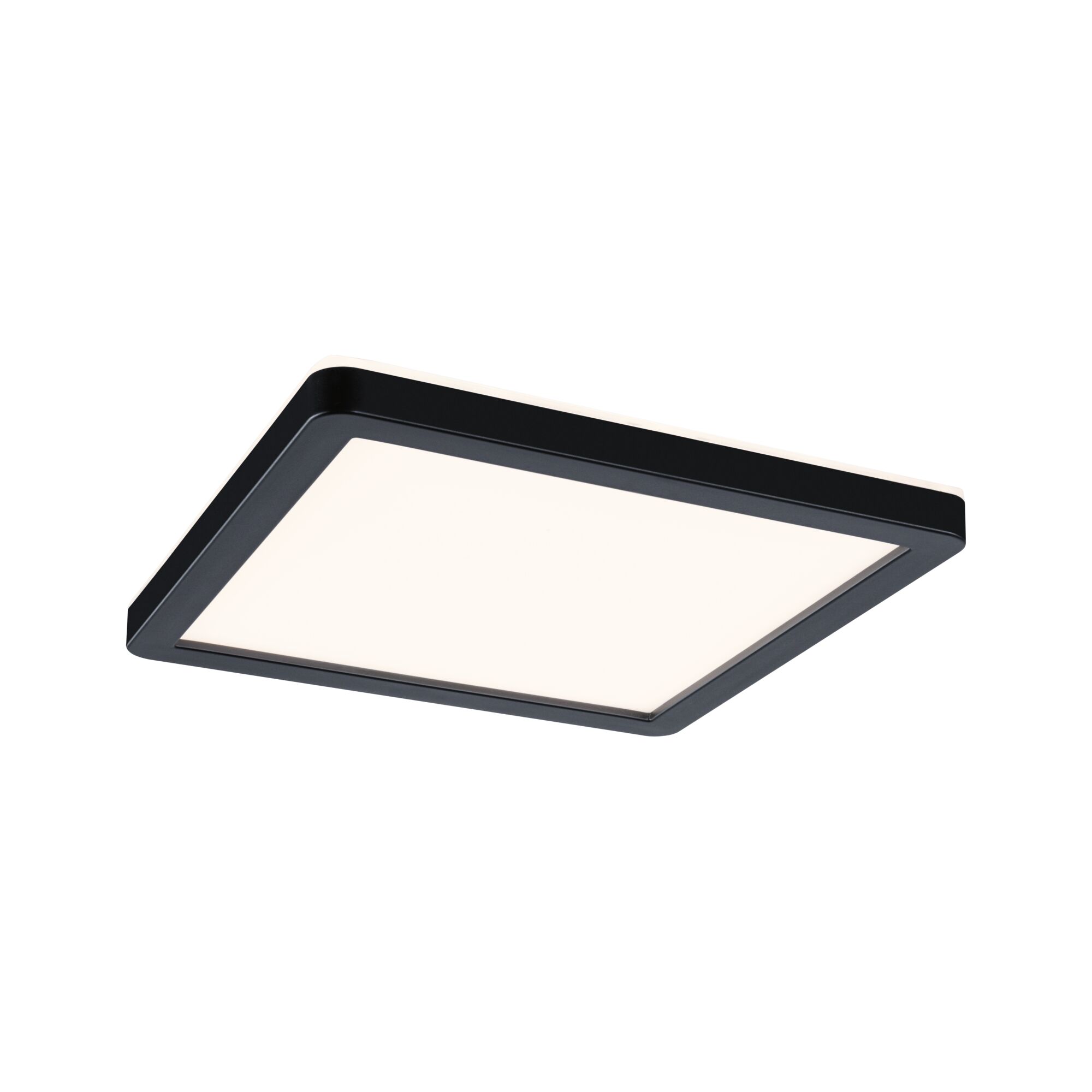 Plafonnier LED carré avec cadre noir et diffuseur blanc pour un éclairage moderne